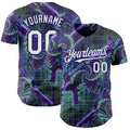 Custom Black White-Dark Purple Futurism Cyberpunk E-sports 3D Pattern Design Authentic Baseball Jersey
