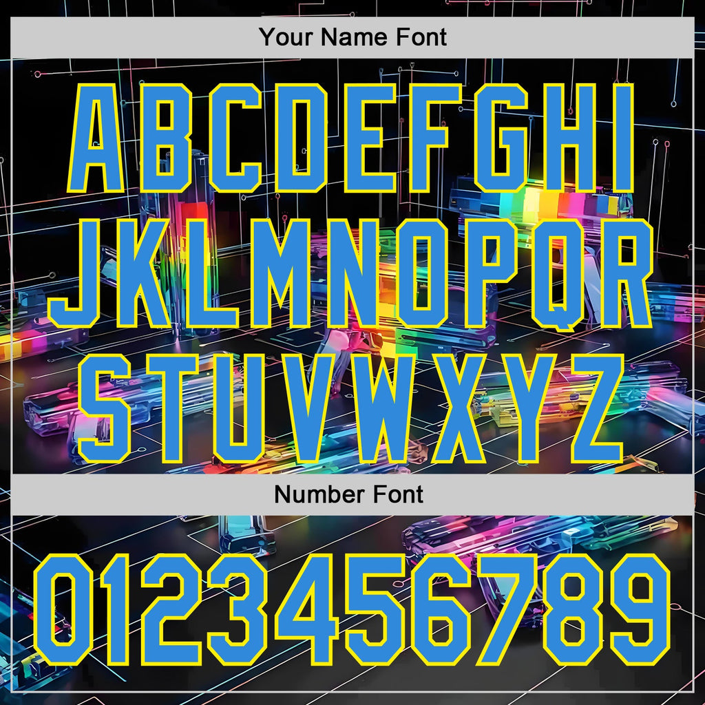 Custom Black Electric Blue-Light Yellow Futurism Cyberpunk E-sports 3D Pattern Design Authentic Baseball Jersey