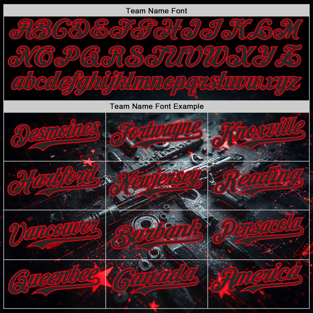 Custom Black-Fire Red Futurism Cyberpunk E-sports 3D Pattern Design Authentic Baseball Jersey