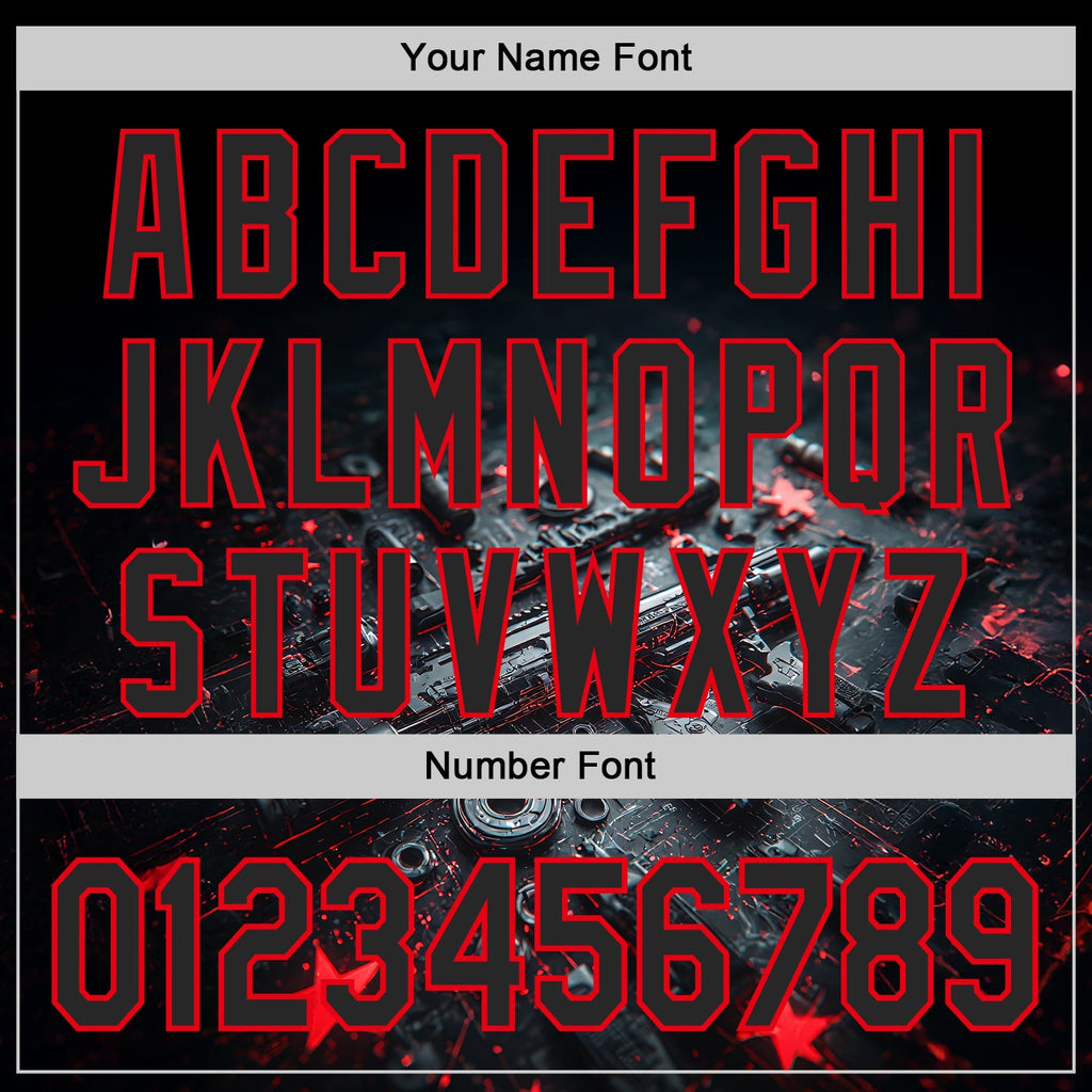 Custom Black-Fire Red Futurism Cyberpunk E-sports 3D Pattern Design Authentic Baseball Jersey