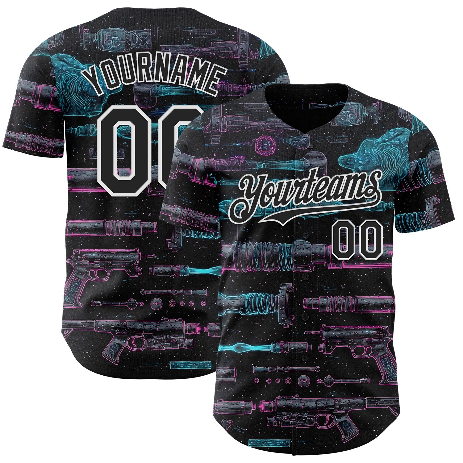 Custom Black-White Futurism Sci-Fi E-sports 3D Pattern Design Authentic Baseball Jersey