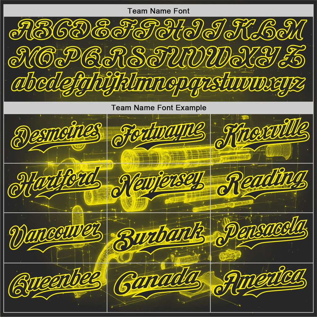 Custom Black-Light Yellow Futurism Cyberpunk E-sports 3D Pattern Design Authentic Baseball Jersey