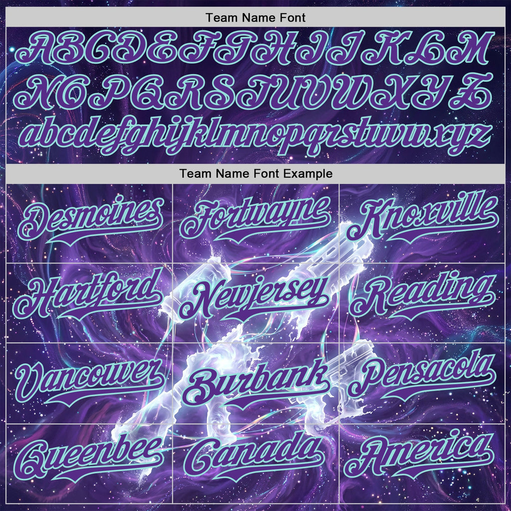 Custom Black Purple-Ice Blue Futurism Cyberpunk E-sports 3D Pattern Design Authentic Baseball Jersey