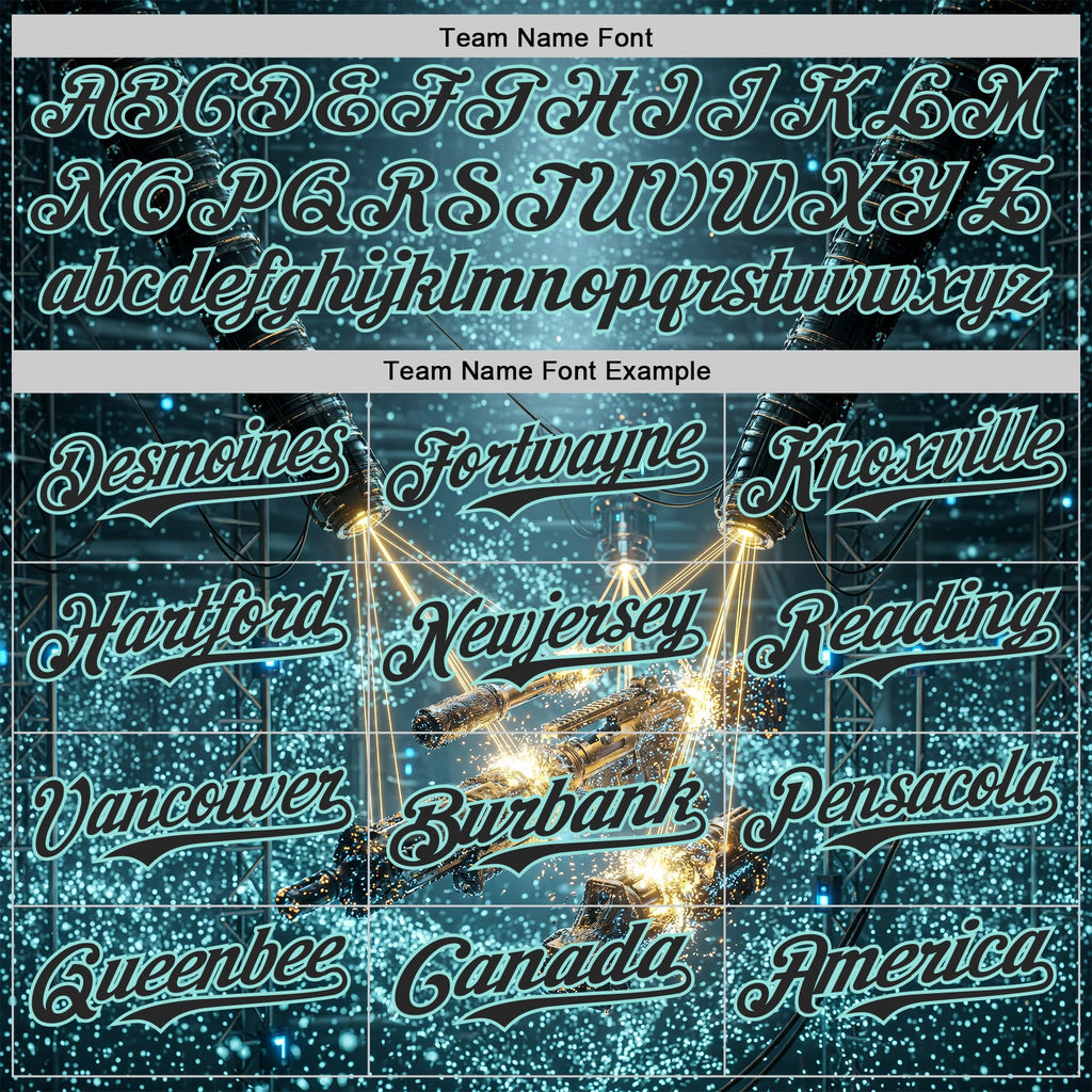 Custom Blue Black-Ice Blue Futurism Sci-Fi E-sports 3D Pattern Design Authentic Baseball Jersey