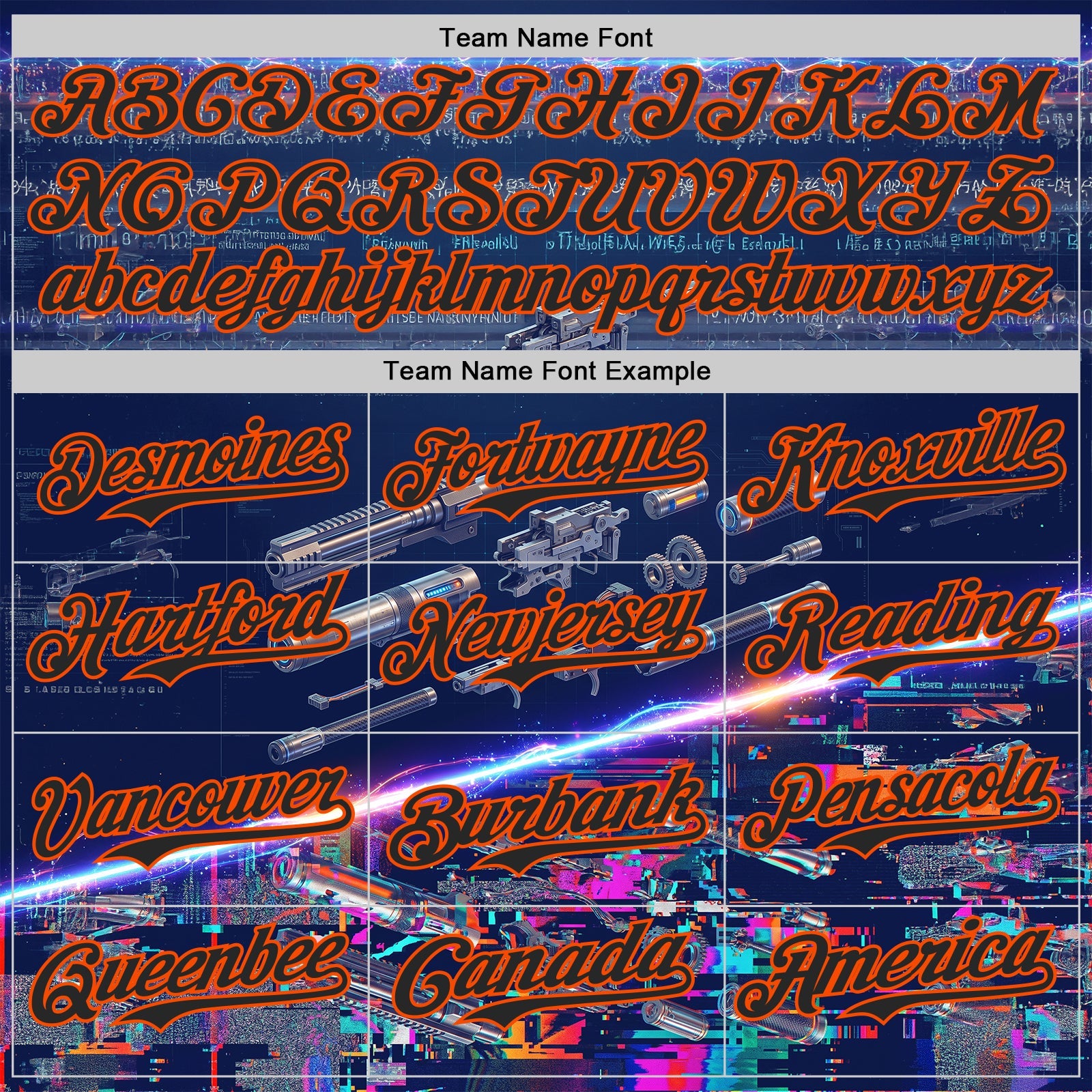 Custom Blue Black-Orange Futurism Sci-Fi E-sports 3D Pattern Design Authentic Baseball Jersey