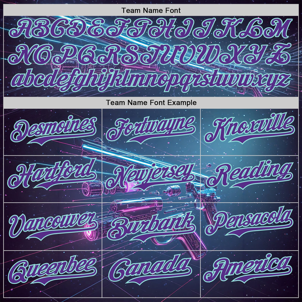 Custom Blue Purple-Ice Blue Futurism Cyberpunk E-sports 3D Pattern Design Authentic Baseball Jersey
