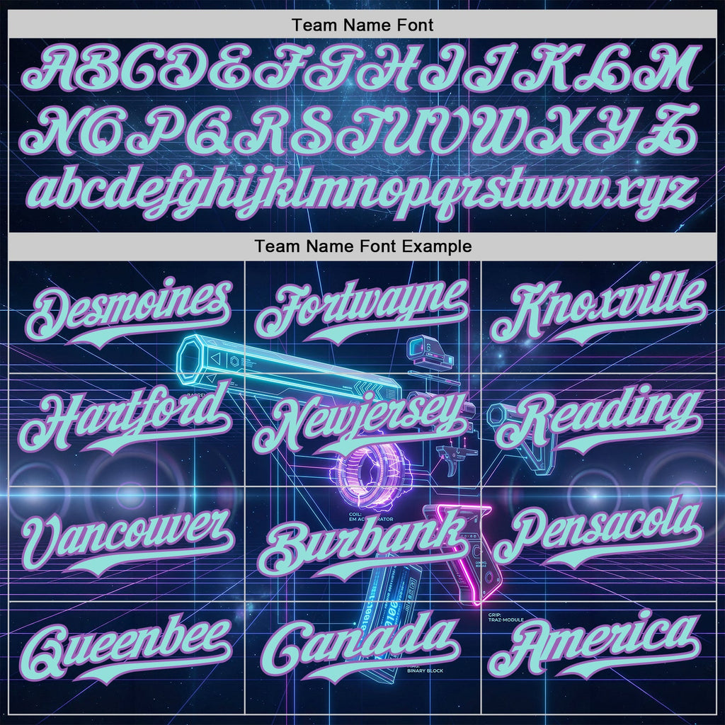 Custom Black Ice Blue-Medium Purple Futurism Cyberpunk E-sports 3D Pattern Design Authentic Baseball Jersey