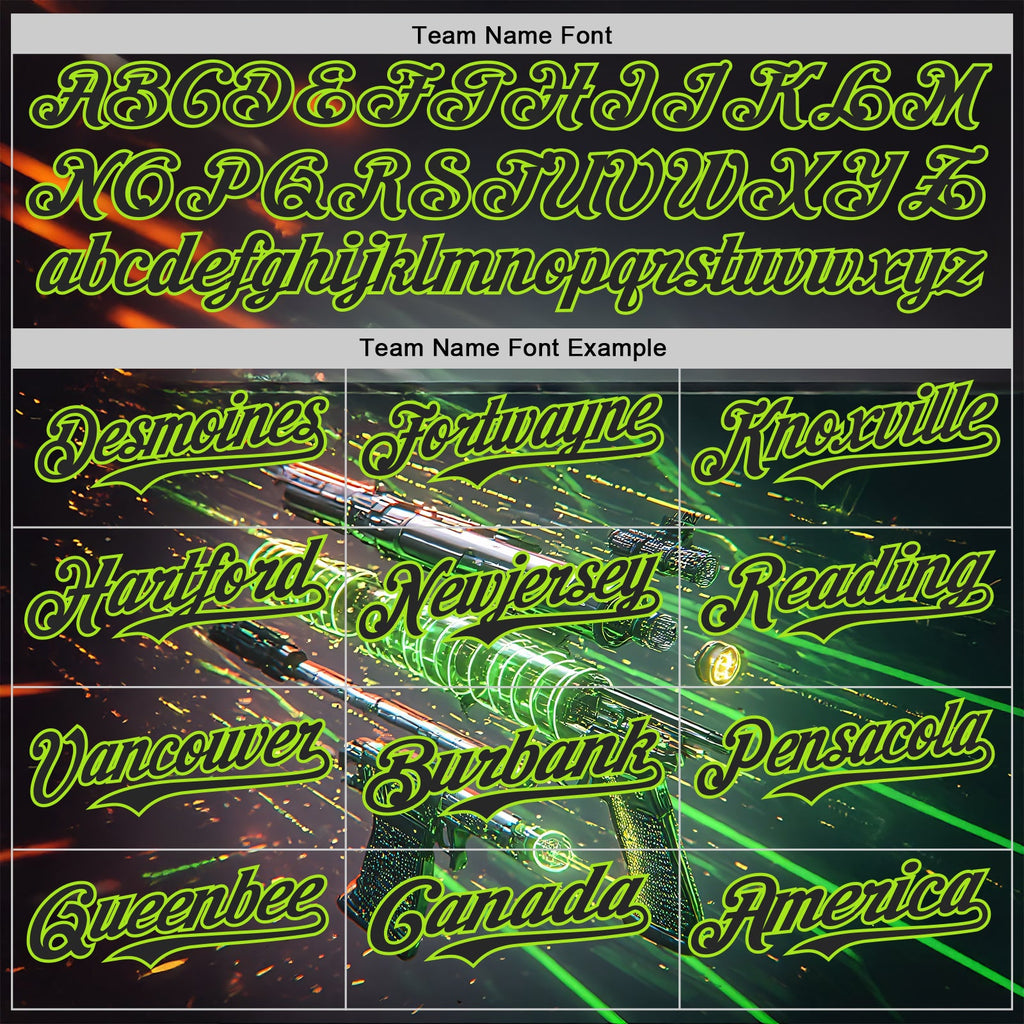 Custom Black-Neon Green Futurism Cyberpunk E-sports 3D Pattern Design Authentic Baseball Jersey