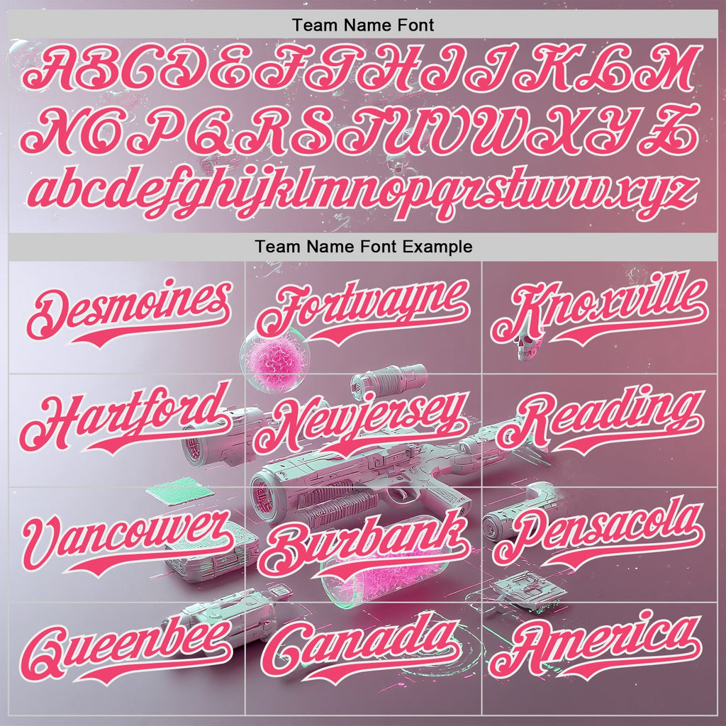 Custom Gray Neon Pink-White Futurism Cyberpunk E-sports 3D Pattern Design Authentic Baseball Jersey