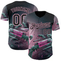 Custom Black-Light Pink Futurism Cyberpunk E-sports 3D Pattern Design Authentic Baseball Jersey