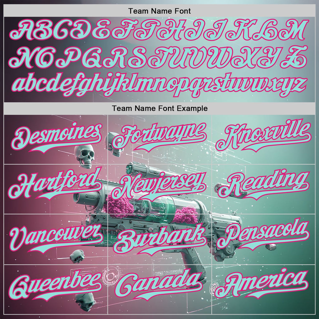 Custom Blue Ice Blue-Hot Pink Futurism Cyberpunk E-sports 3D Pattern Design Authentic Baseball Jersey