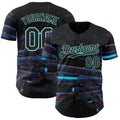 Custom Black-Ice Blue Futurism Cyberpunk E-sports 3D Pattern Design Authentic Baseball Jersey