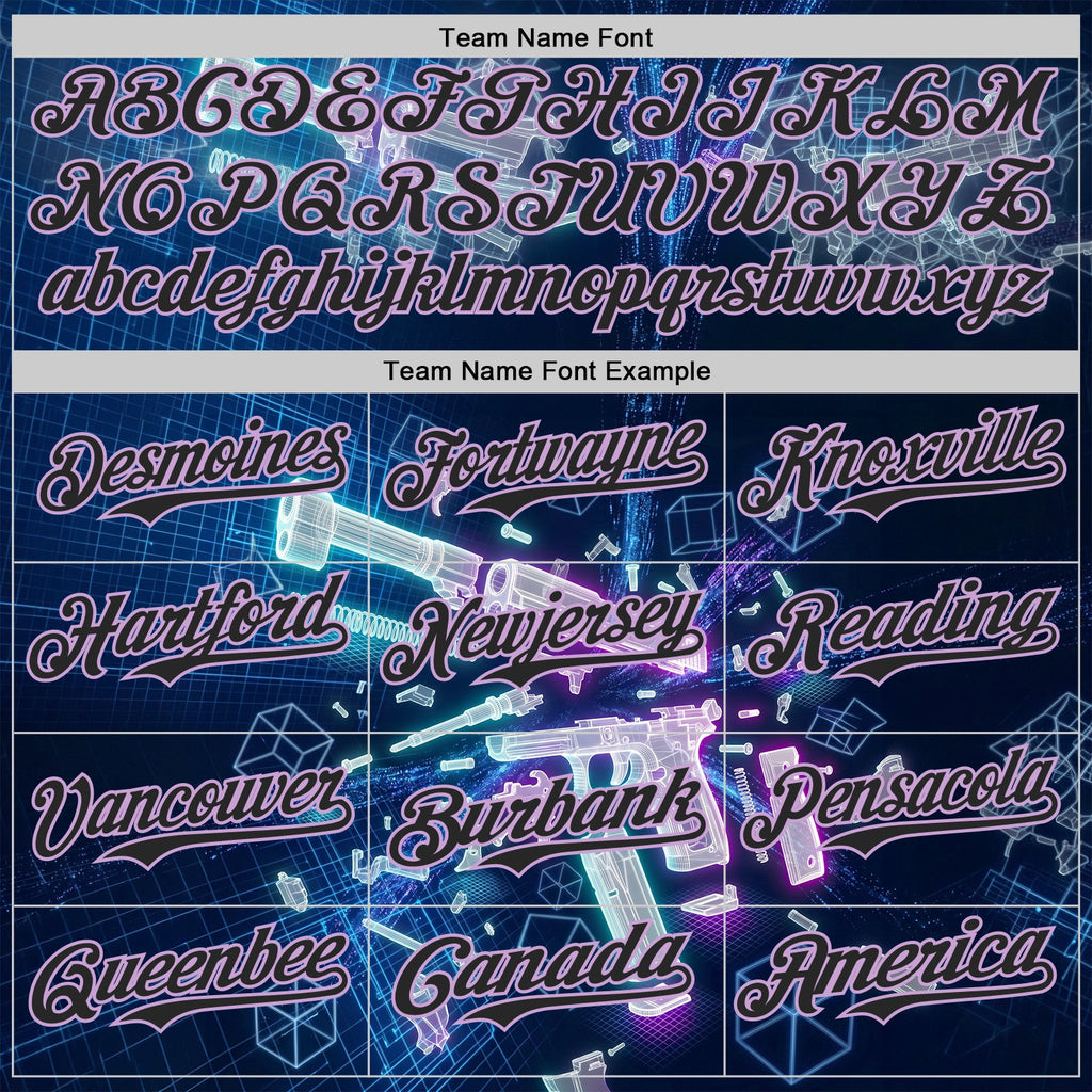 Custom Black-Light Purple Futurism Cyberpunk E-sports 3D Pattern Design Authentic Baseball Jersey