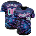 Custom Black Ice Blue-Pink Futurism Cyberpunk E-sports 3D Pattern Design Authentic Baseball Jersey