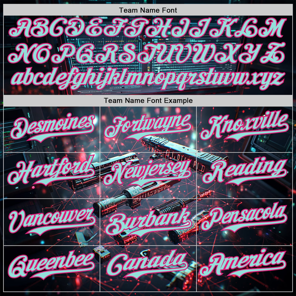 Custom Black Ice Blue-Hot Pink Futurism Tech E-sports 3D Pattern Design Authentic Baseball Jersey