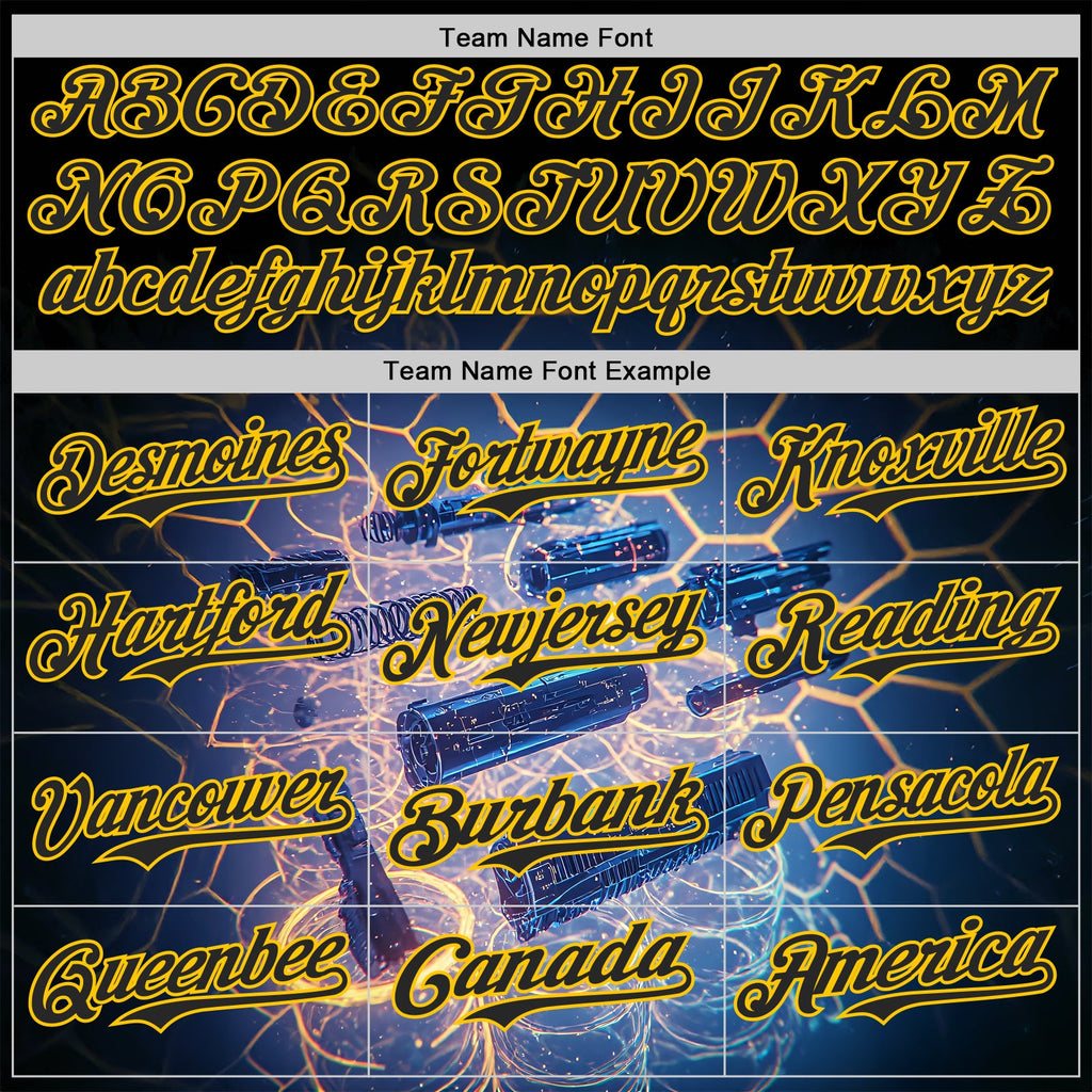 Custom Black-Yellow Futurism Tech Holographic E-sports 3D Pattern Design Authentic Baseball Jersey