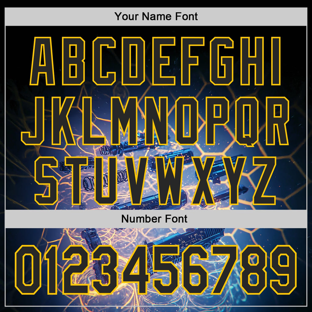Custom Black-Yellow Futurism Tech Holographic E-sports 3D Pattern Design Authentic Baseball Jersey