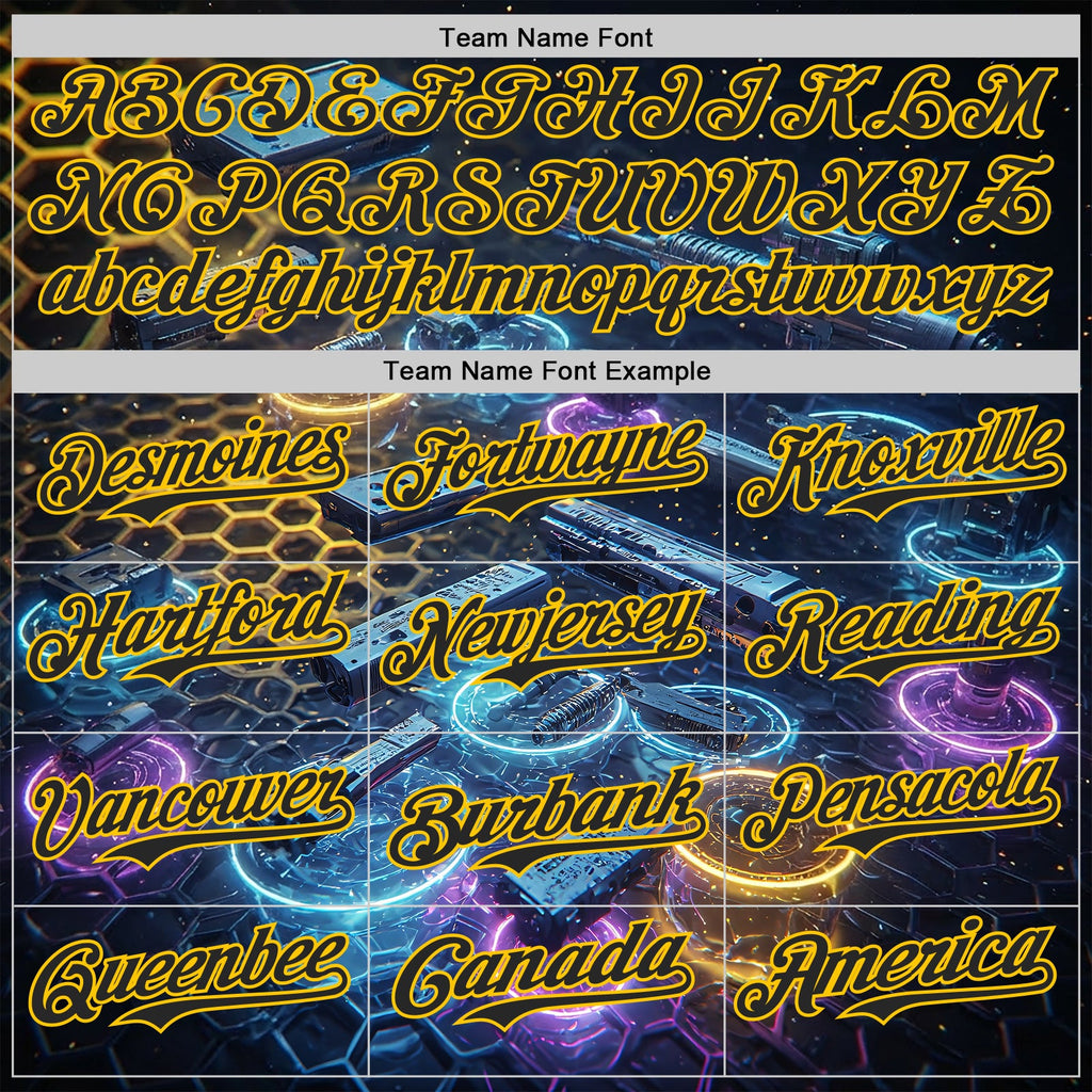 Custom Black-Yellow Futurism Cyberpunk E-sports 3D Pattern Design Authentic Baseball Jersey