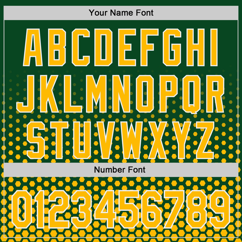 Custom Green Gold-White Geometric Hexagonal Dot Gradient Authentic Baseball Jersey