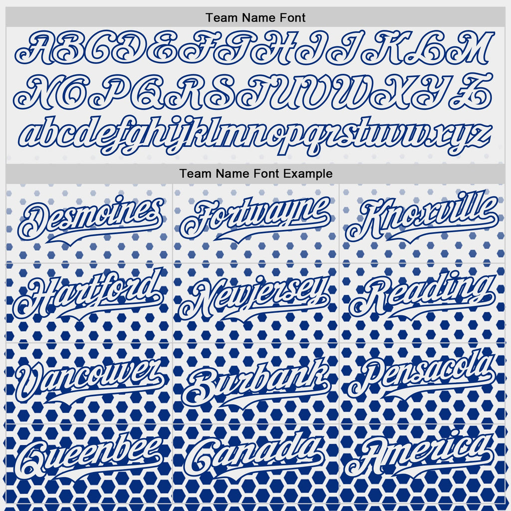 Custom White-Royal Geometric Hexagonal Dot Gradient Authentic Baseball Jersey