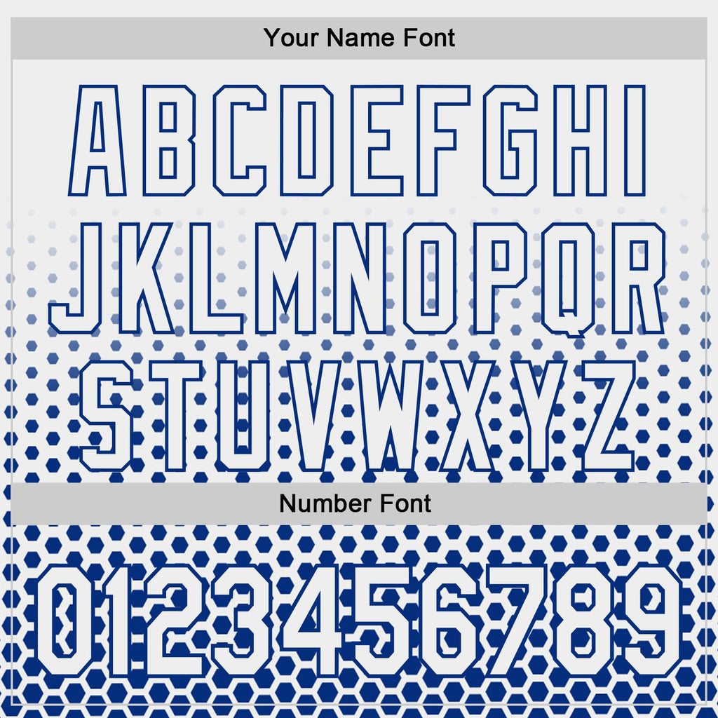 Custom White-Royal Geometric Hexagonal Dot Gradient Authentic Baseball Jersey