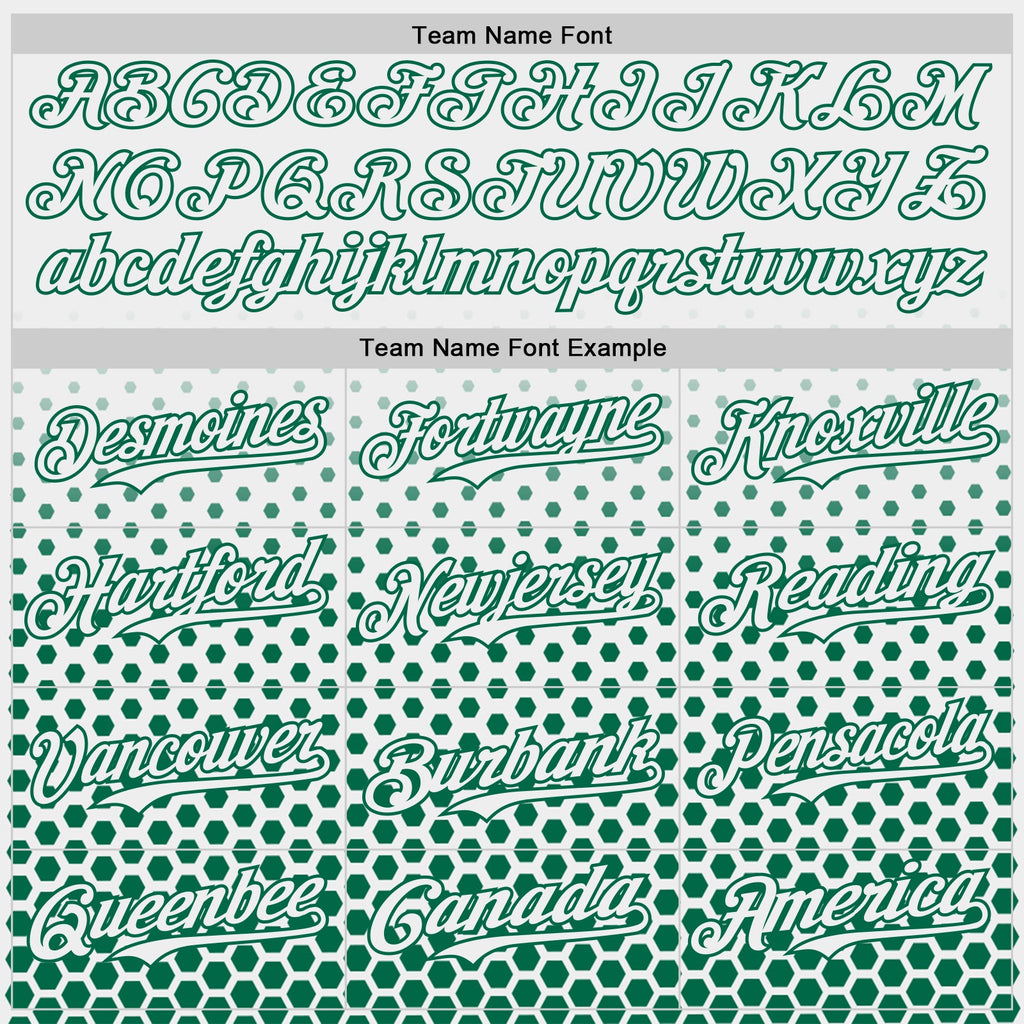 Custom White-Kelly Green Geometric Hexagonal Dot Gradient Authentic Baseball Jersey