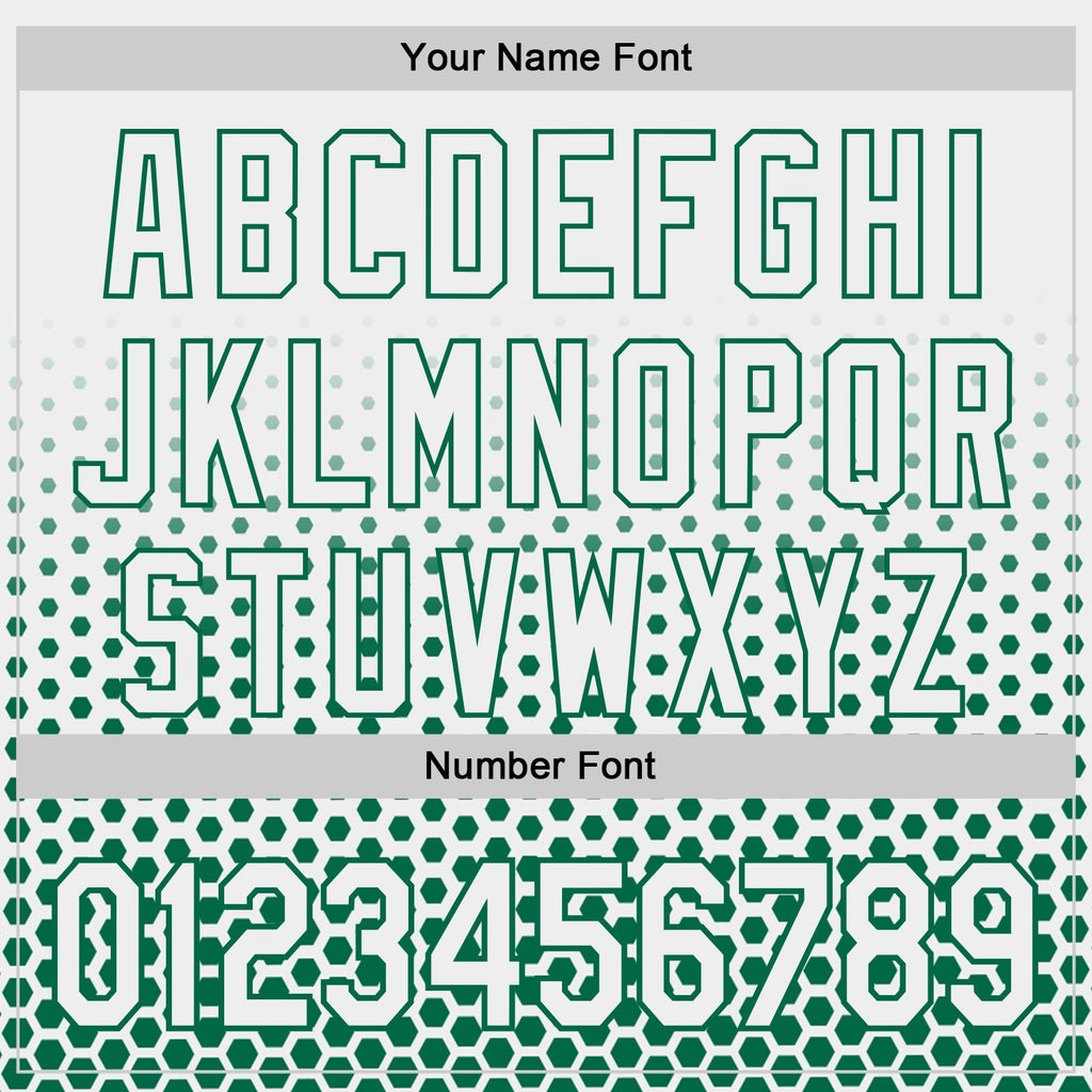 Custom White-Kelly Green Geometric Hexagonal Dot Gradient Authentic Baseball Jersey