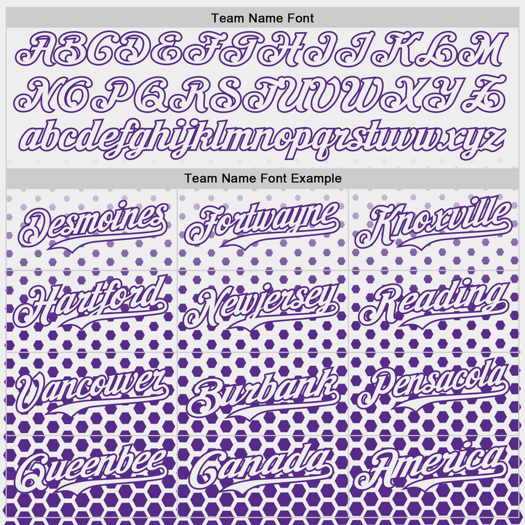 Custom White-Purple Geometric Hexagonal Dot Gradient Authentic Baseball Jersey