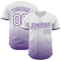 Custom White-Purple Geometric Hexagonal Dot Gradient Authentic Baseball Jersey