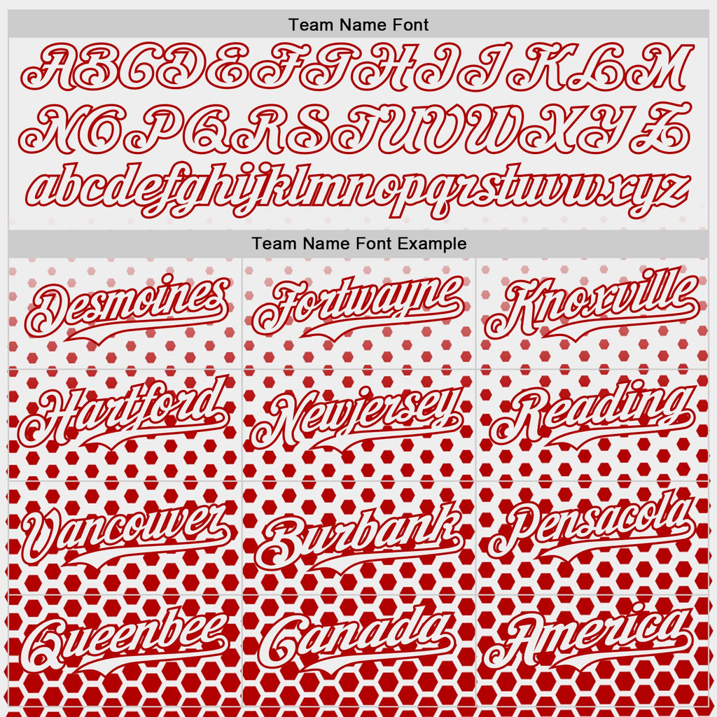 Custom White-Red Geometric Hexagonal Dot Gradient Authentic Baseball Jersey