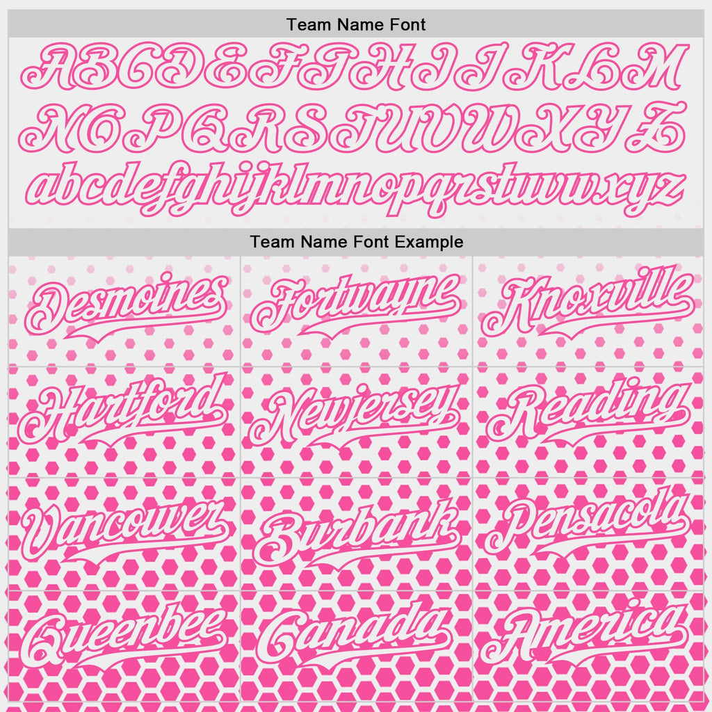 Custom White-Pink Geometric Hexagonal Dot Gradient Authentic Baseball Jersey