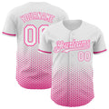 Custom White-Pink Geometric Hexagonal Dot Gradient Authentic Baseball Jersey