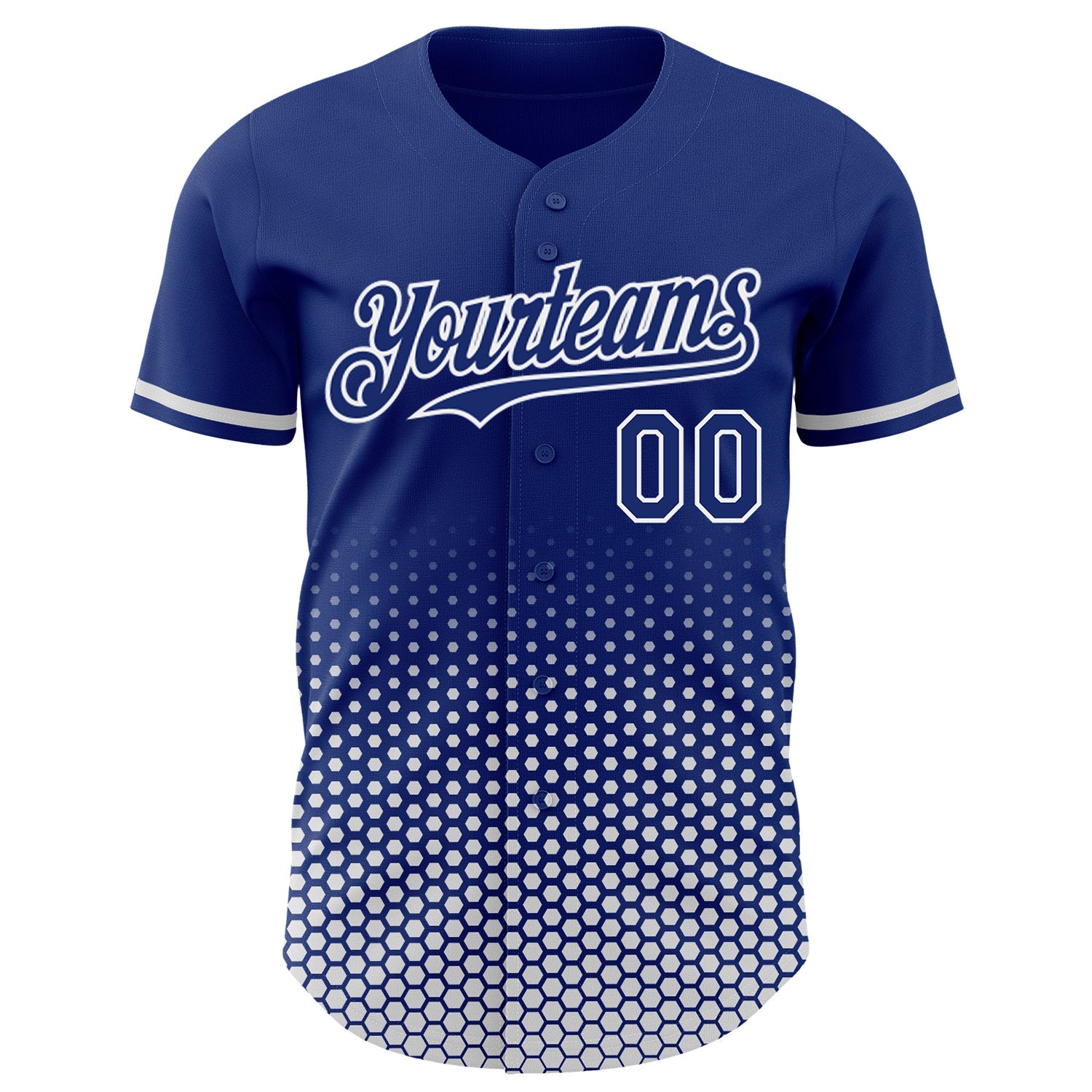 Custom Royal-White Geometric Hexagonal Dot Gradient Authentic Baseball Jersey