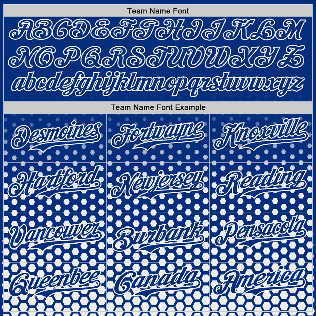Custom Royal-White Geometric Hexagonal Dot Gradient Authentic Baseball Jersey