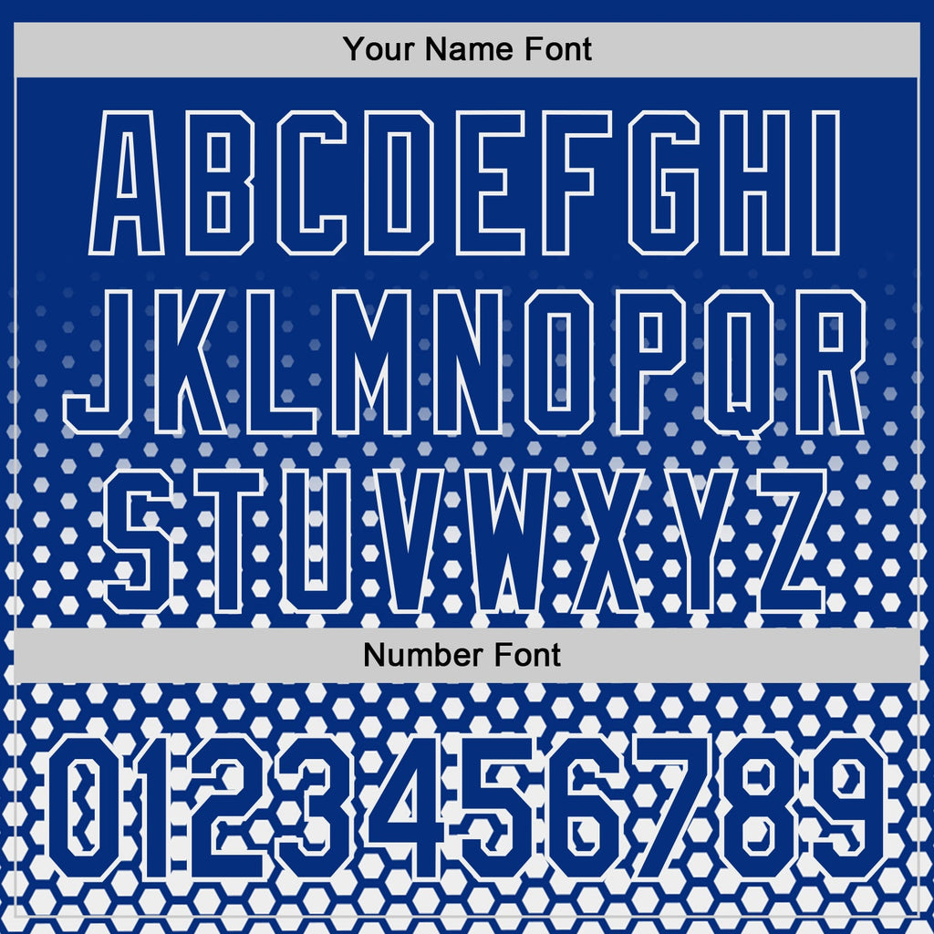 Custom Royal-White Geometric Hexagonal Dot Gradient Authentic Baseball Jersey