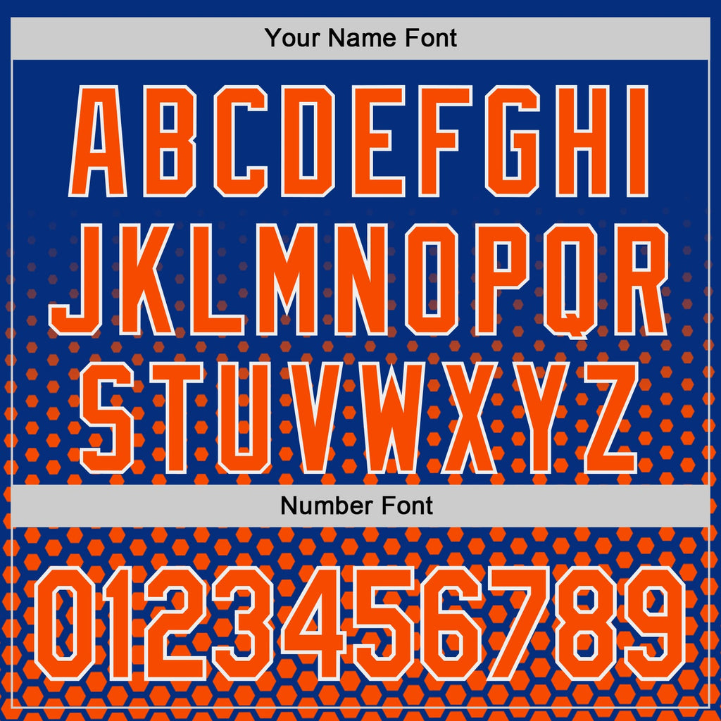 Custom Royal Orange-White Geometric Hexagonal Dot Gradient Authentic Baseball Jersey