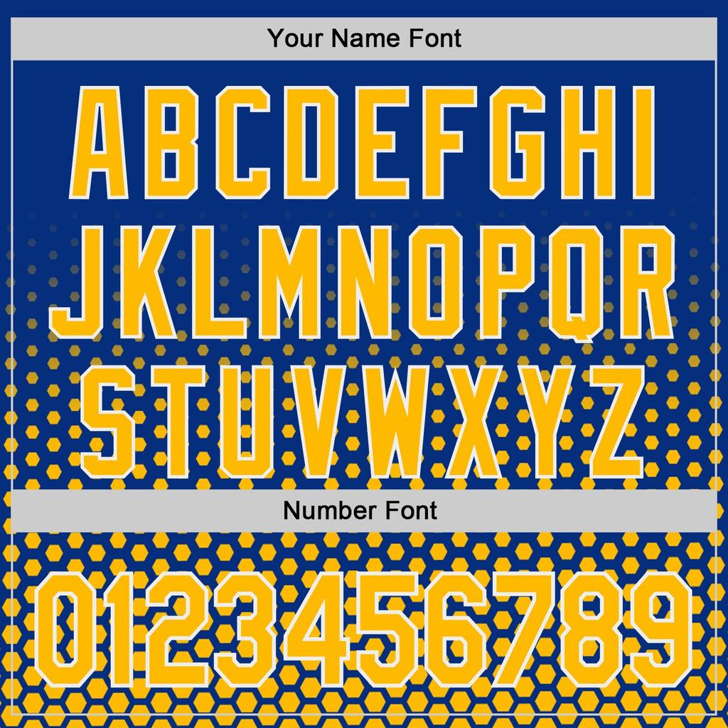 Custom Royal Gold-White Geometric Hexagonal Dot Gradient Authentic Baseball Jersey