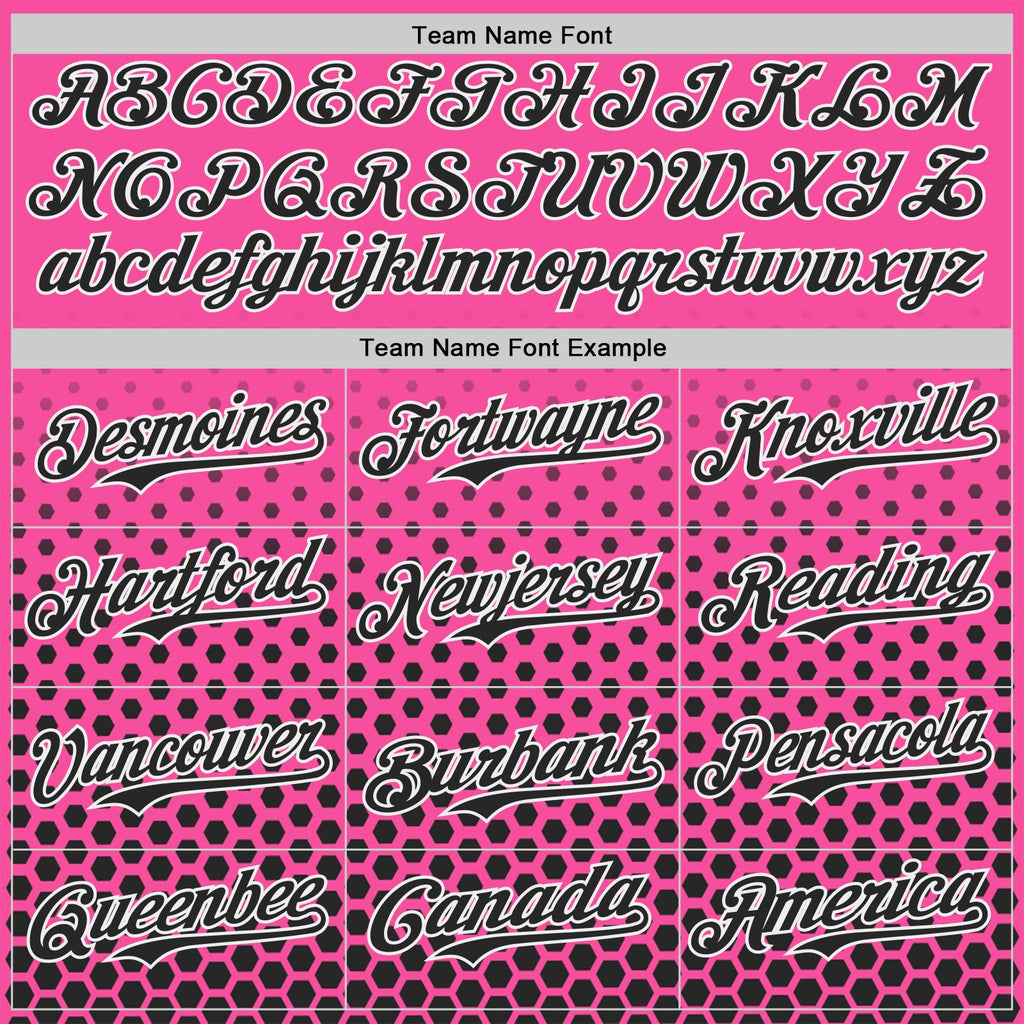 Custom Pink Black-White Geometric Hexagonal Dot Gradient Authentic Baseball Jersey