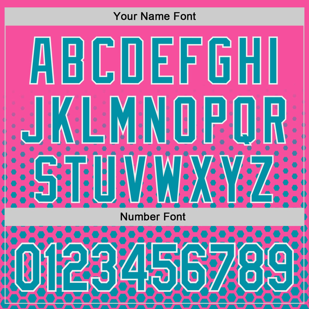 Custom Pink Teal-White Geometric Hexagonal Dot Gradient Authentic Baseball Jersey