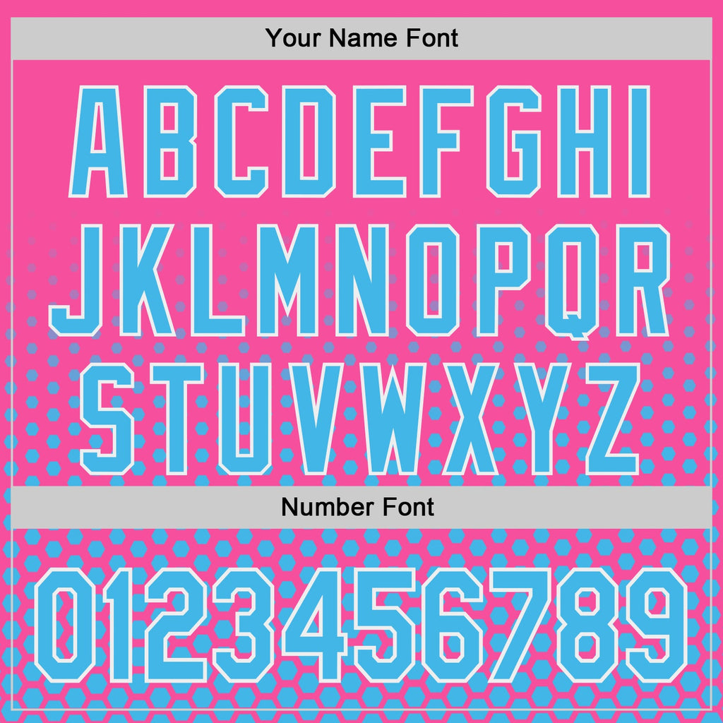 Custom Pink Sky Blue-White Geometric Hexagonal Dot Gradient Authentic Baseball Jersey