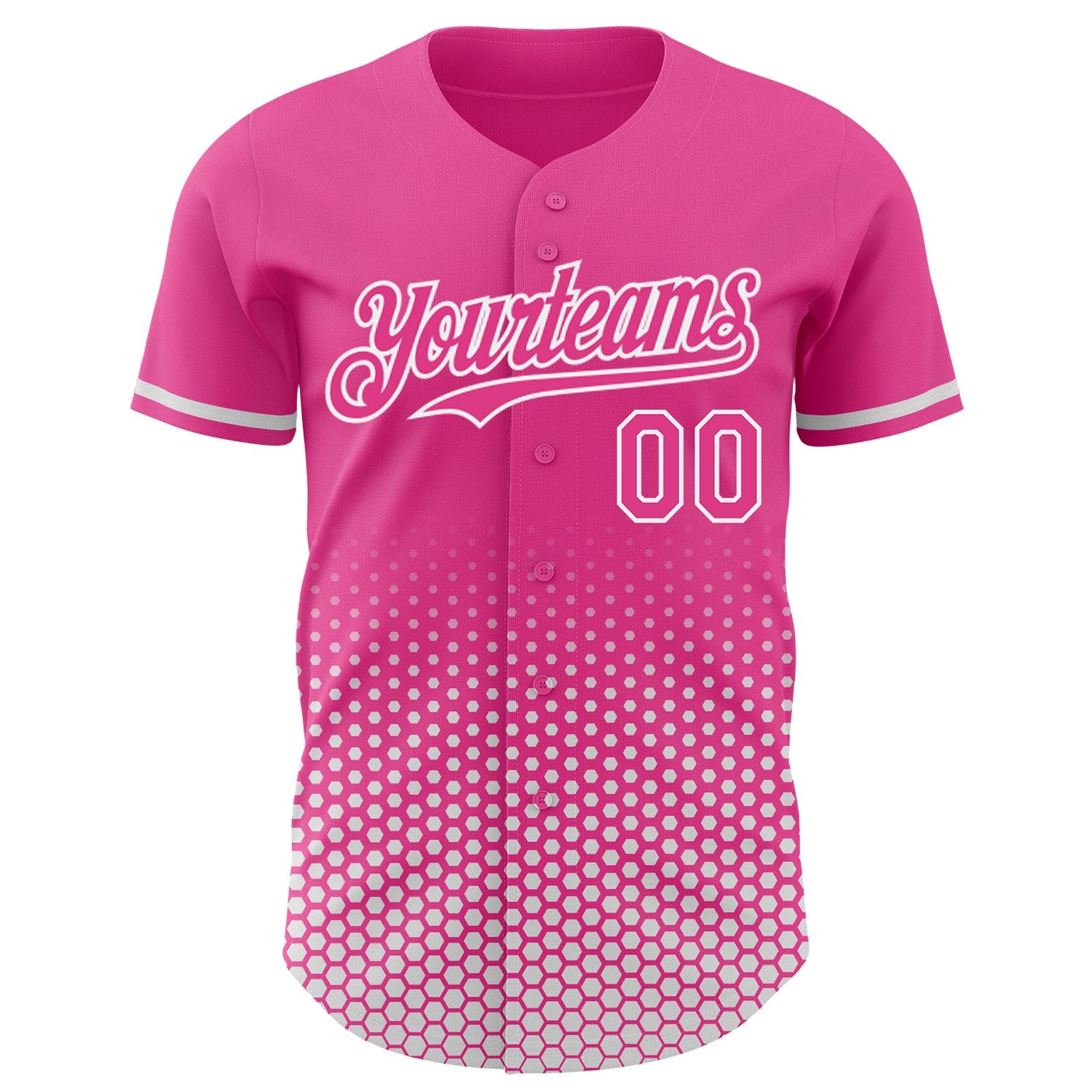 Custom Pink-White Geometric Hexagonal Dot Gradient Authentic Baseball Jersey