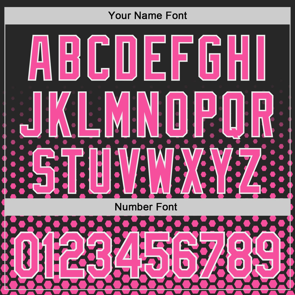Custom Black Pink-White Geometric Hexagonal Dot Gradient Authentic Baseball Jersey