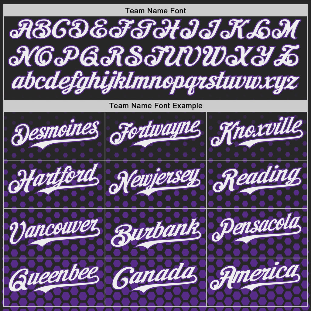 Custom Black White-Purple Geometric Hexagonal Dot Gradient Authentic Baseball Jersey