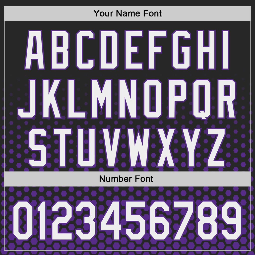 Custom Black White-Purple Geometric Hexagonal Dot Gradient Authentic Baseball Jersey
