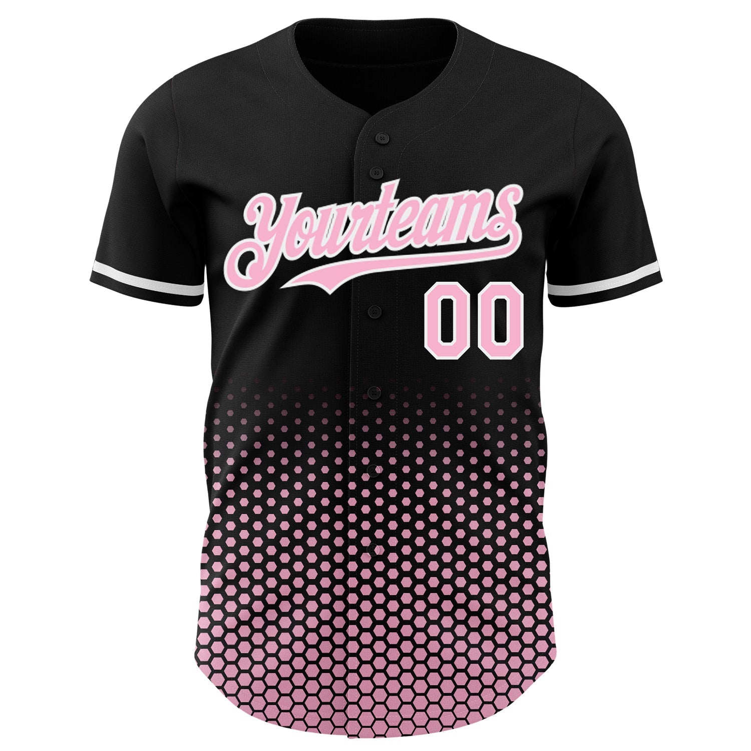 Custom Black Light Pink-White Geometric Hexagonal Dot Gradient Authentic Baseball Jersey