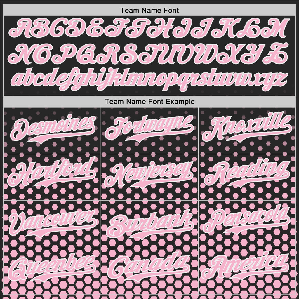 Custom Black Light Pink-White Geometric Hexagonal Dot Gradient Authentic Baseball Jersey
