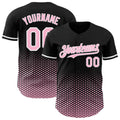 Custom Black Light Pink-White Geometric Hexagonal Dot Gradient Authentic Baseball Jersey