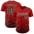 Custom Red Black-Cream Geometric Hexagonal Dot Gradient Authentic Baseball Jersey