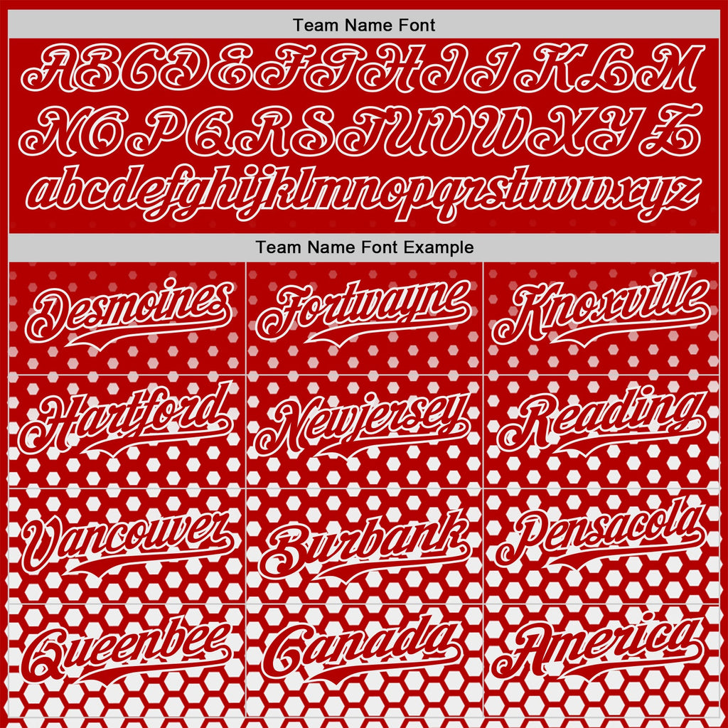 Custom Red-White Geometric Hexagonal Dot Gradient Authentic Baseball Jersey