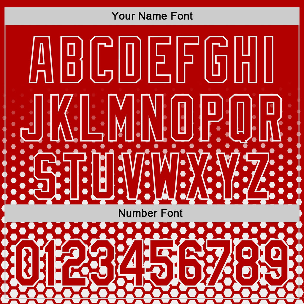 Custom Red-White Geometric Hexagonal Dot Gradient Authentic Baseball Jersey